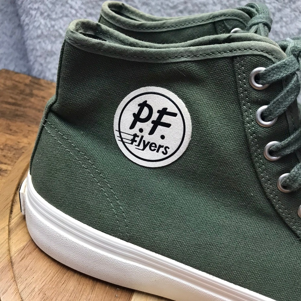 PF Flyers Center Hi Sneakers M 10 W 11.5 Olive Green Canvas High Top Shoes View 3